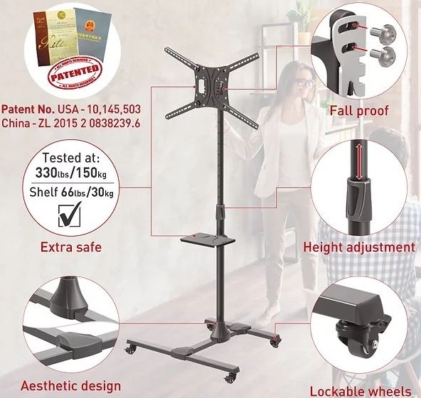 Barkan SW411H Mobile TV Cart | 13‑86"