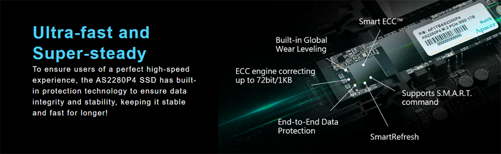 Apacer AS2280P4 512GB PCIe Gen3 NVMe SSD