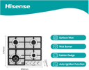 Hisense 60cm 4 Burner Gas Stove