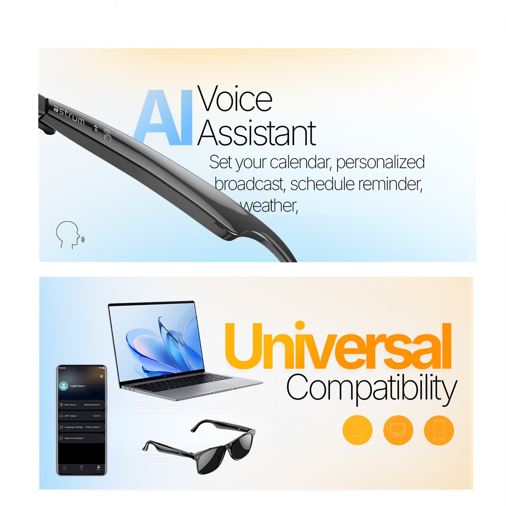 Astrum G03 Smart Glasses | AI Cam BT Audio