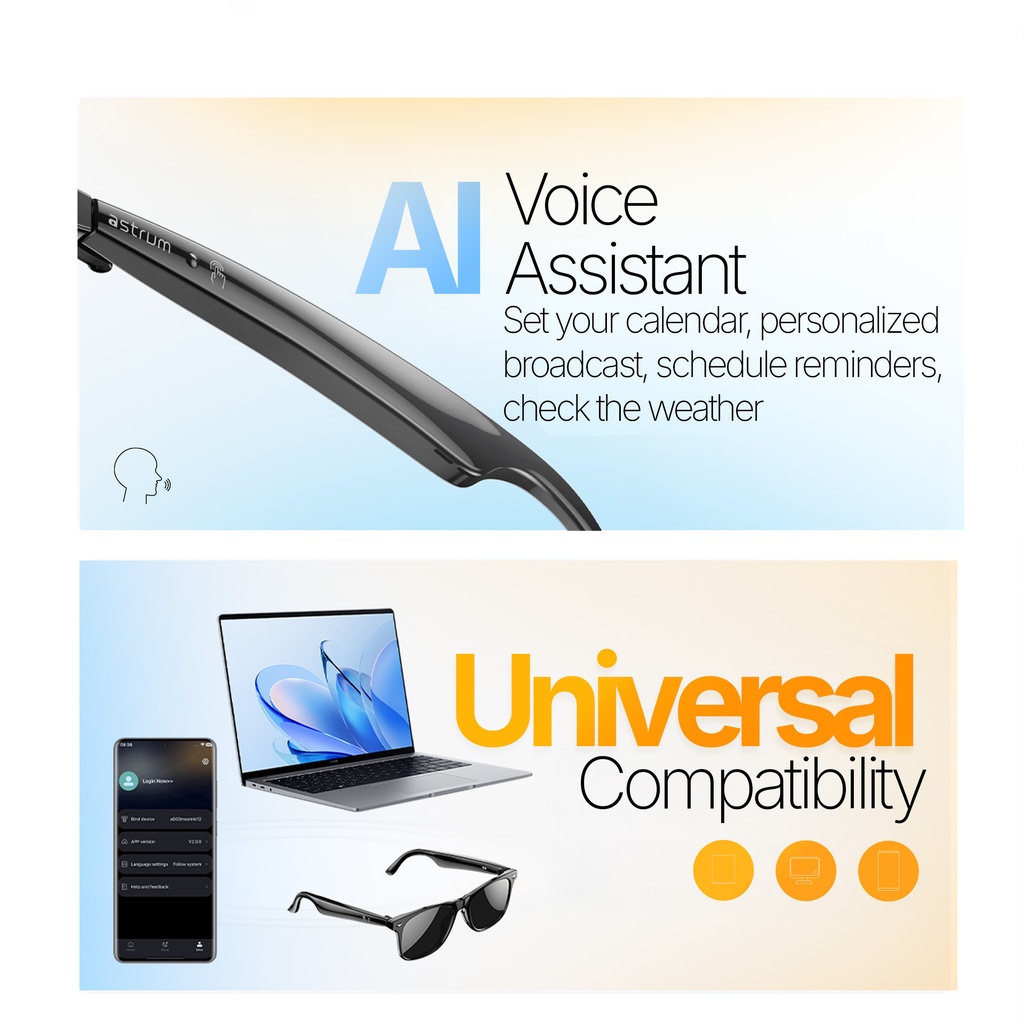 Astrum G01 Smart Glasses | AI BT Audio