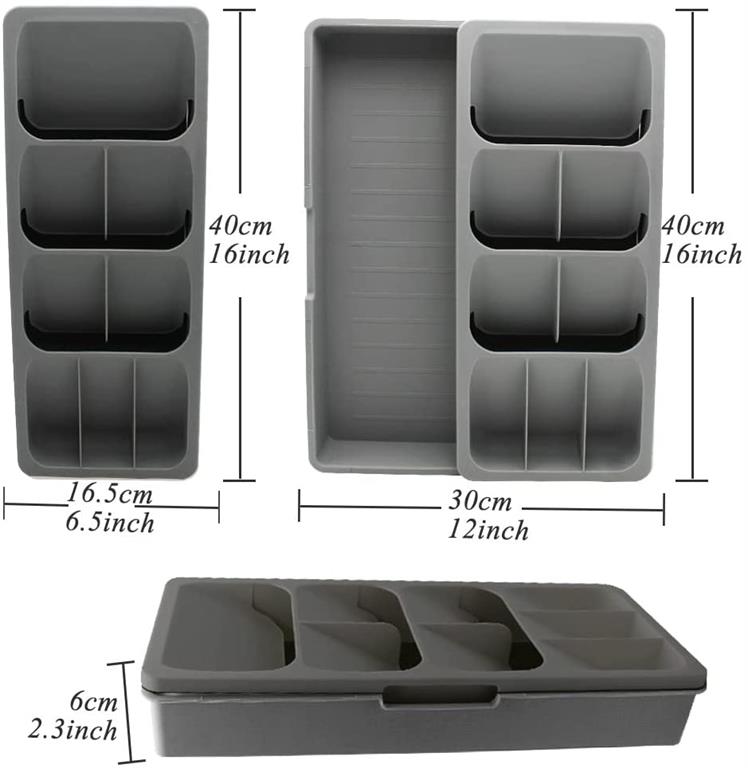 Casey Cutlery 9 Compartments Drawer Organizer Colour Grey | 6901129010004GREY