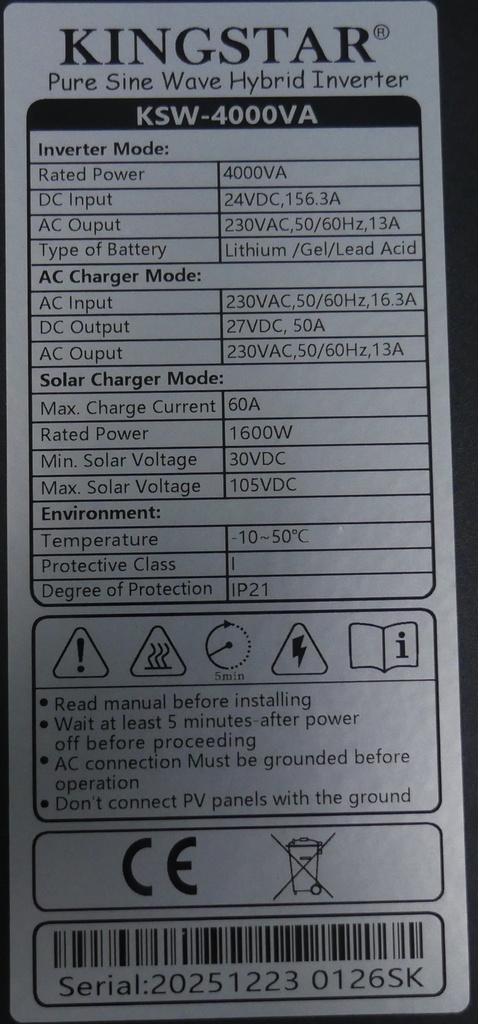 Solarix KingStar 4KVA Off‑Grid Inverter