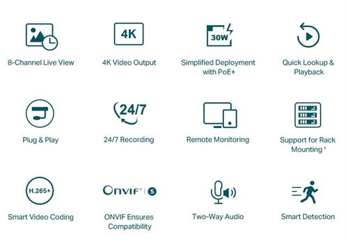 TP‑Link VIGI NVR1008H‑8P 8Ch PoE+ Network Recorder  
