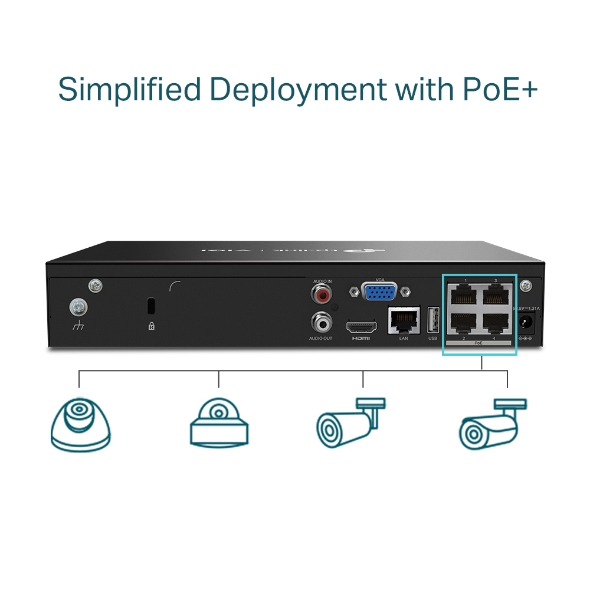 TP‑Link VIGI NVR1004H‑4P 4Ch PoE+ Network Recorder  