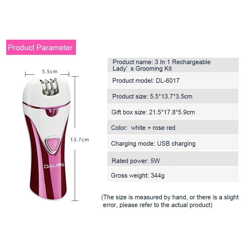 Daling 3- in-1 Rechargeable Ladies Grooming Kit | CSY-DL6037