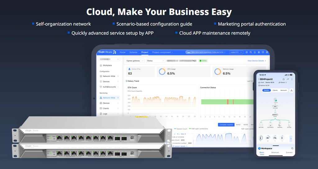 Reyee 8 Port Multi Gigabit 2SFP+ Multi-WAN Cloud Router | RG-EG1510XS