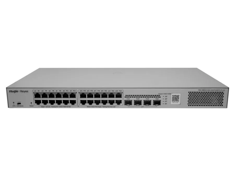 Reyee 24 Port Gigabit PoE 370W 4SFP Layer 2+ Smart Managed Switch | RG-NBS3100-24GT4SFP-P-V2