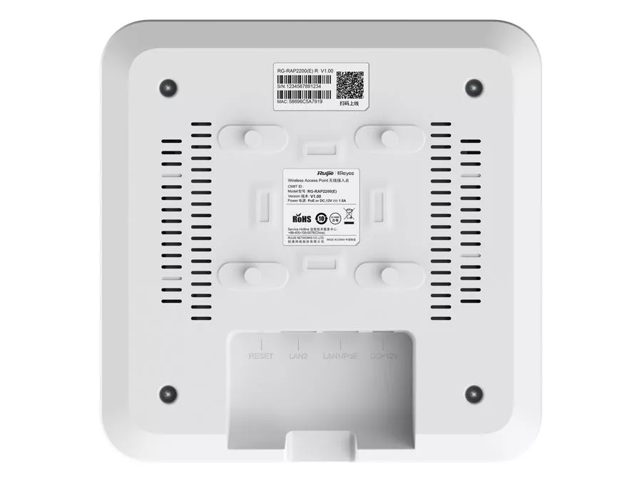 Reyee Dual Band WiFi 5 1300Mbps Fast Ethernet Ceiling Mount AP | RG-RAP2200(F)