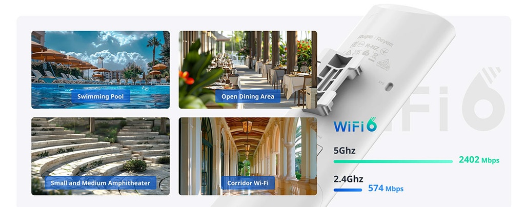 Reyee Dual Band WiFi 6 3000Mbps Gigabit Outdoor AP | RG-RAP62-OD
