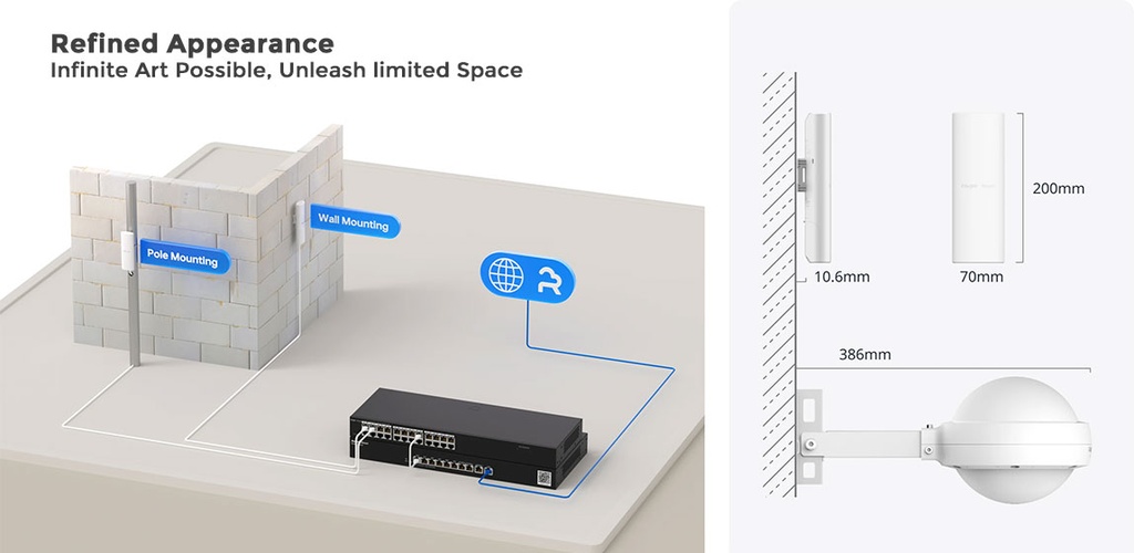 Reyee Dual Band WiFi 6 3000Mbps Gigabit Outdoor AP | RG-RAP62-OD