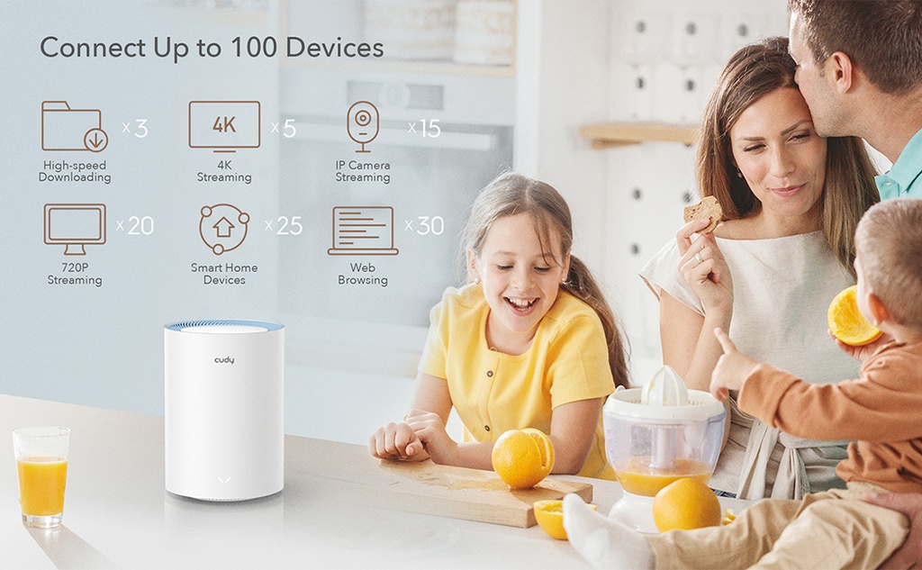 Cudy M1200 - WiFi5 AC1200 10/100Mbps Dual Band Mesh (1-Pack) | CD-M12001