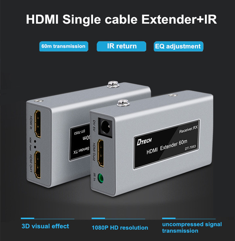 Dtech HDMI Extender Kit (50m) with Local Display output | HDM-EX050L