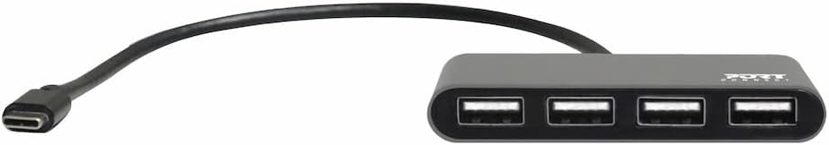 PORT Designs 4 PORT HUB - USB2.0 AND TYPE-C - GREY 
