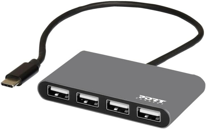 PORT Designs 4 PORT HUB - USB2.0 AND TYPE-C - GREY 