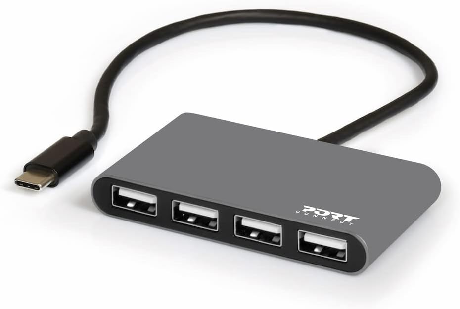 PORT Designs 4 PORT HUB - USB2.0 AND TYPE-C - GREY 