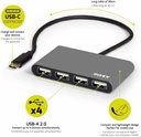 PORT Designs 4 PORT HUB - USB2.0 AND TYPE-C - GREY 