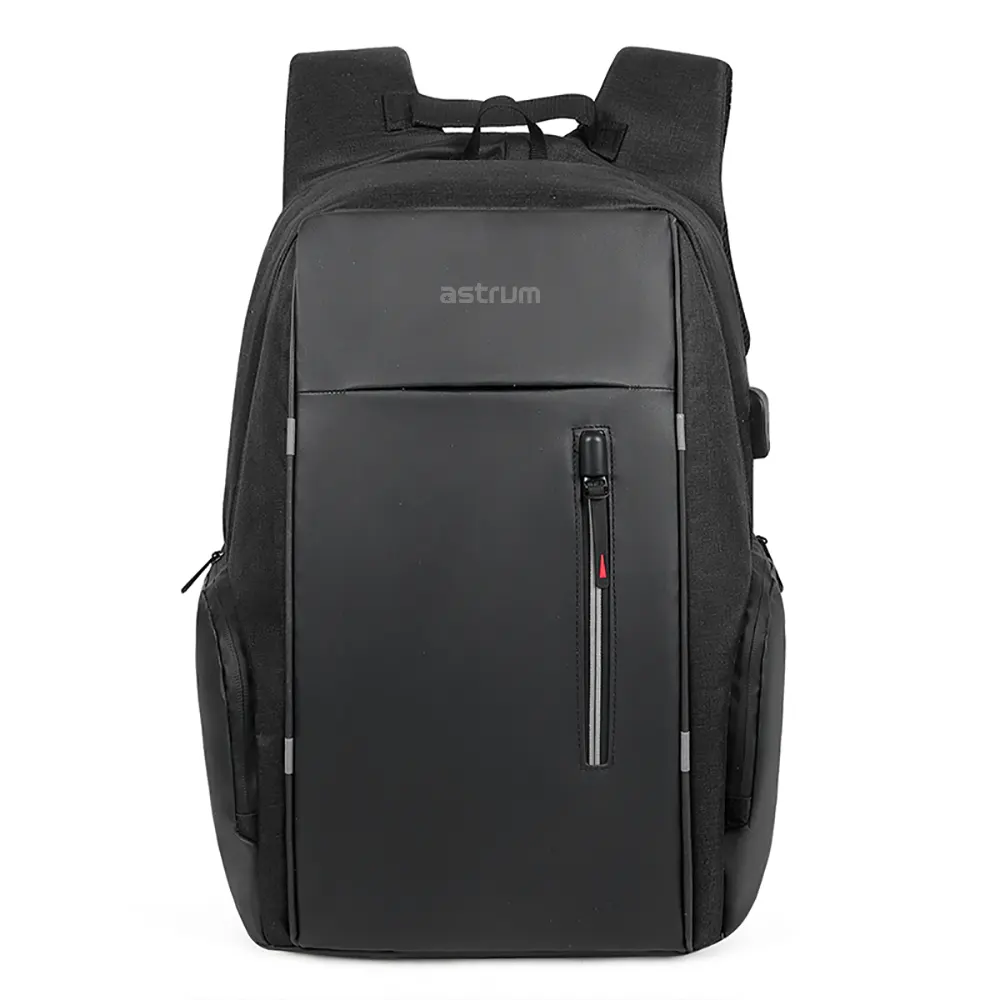 LB210 15″ PU + Nylon Laptop Backpack with USB – Black