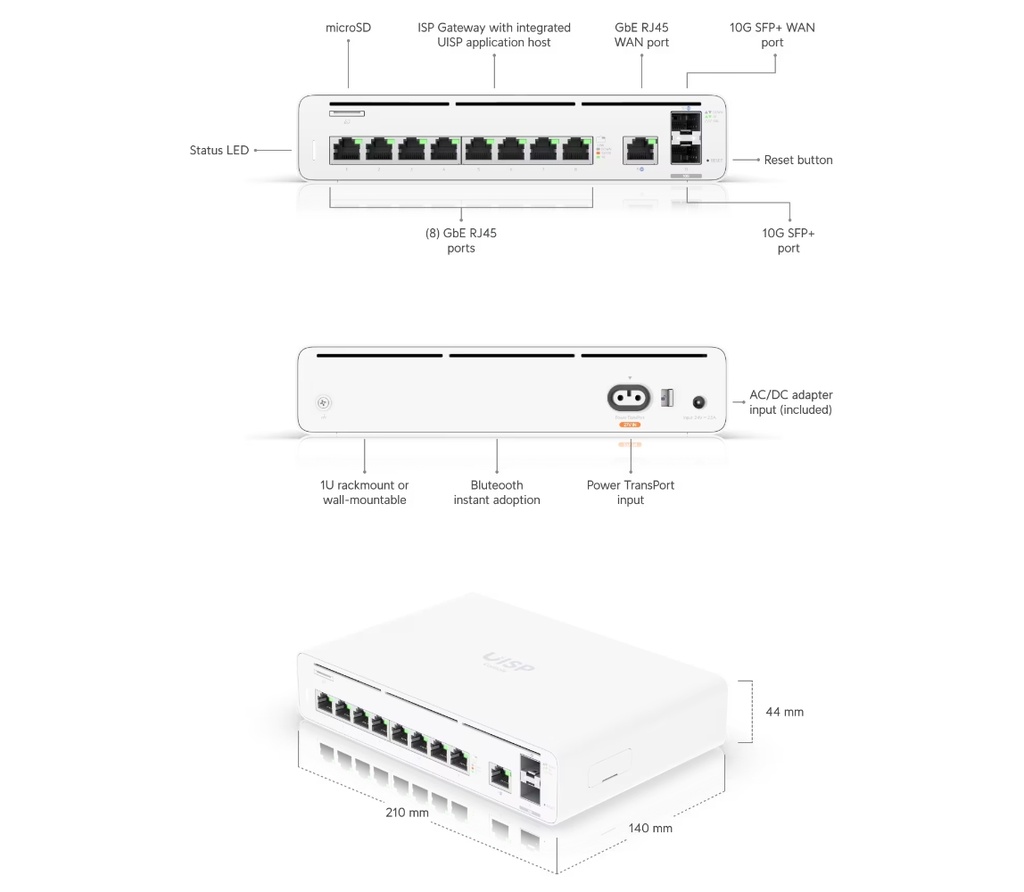 Ubiquiti UISP Console 9 Port Gigabit 2SFP+ | UISP-CONSOLE