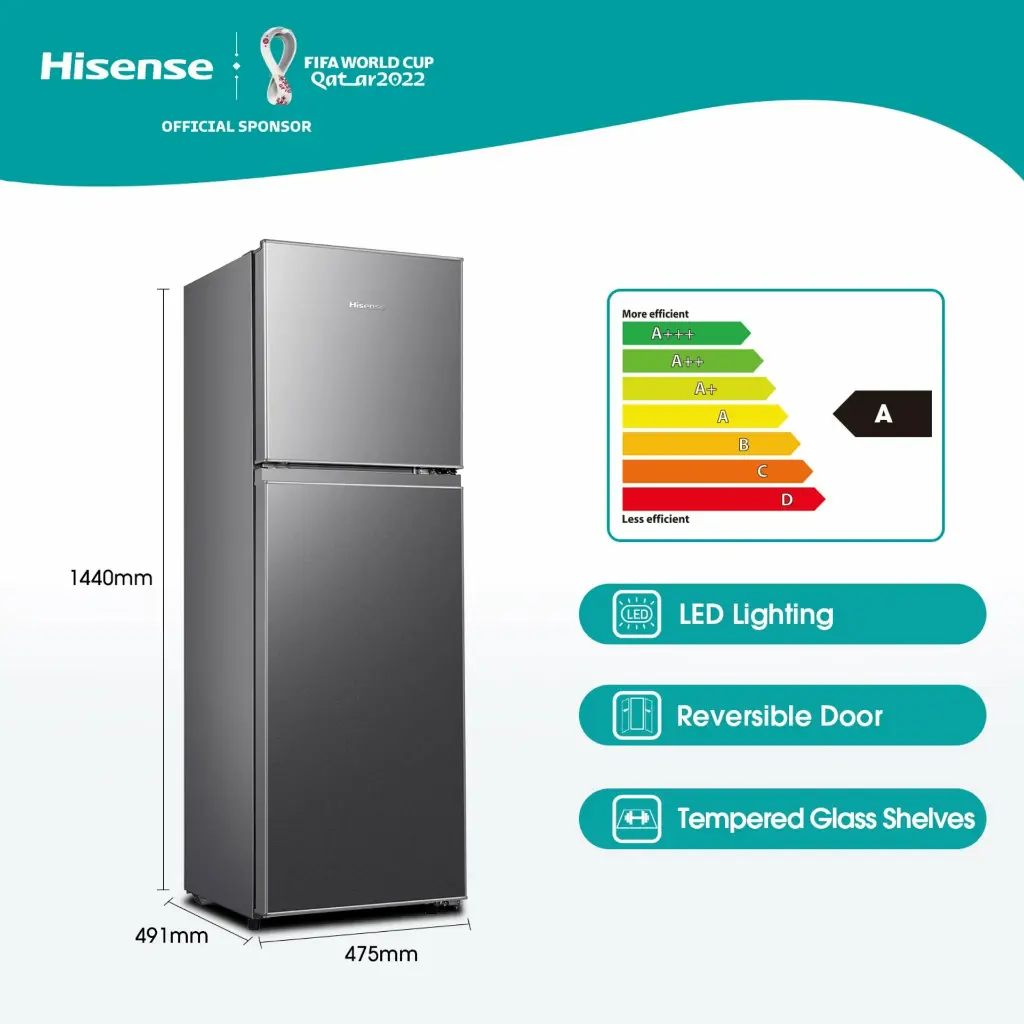 HISENSE 154L FRIDGE TOP FREEZER TITANIUM | H225TTS