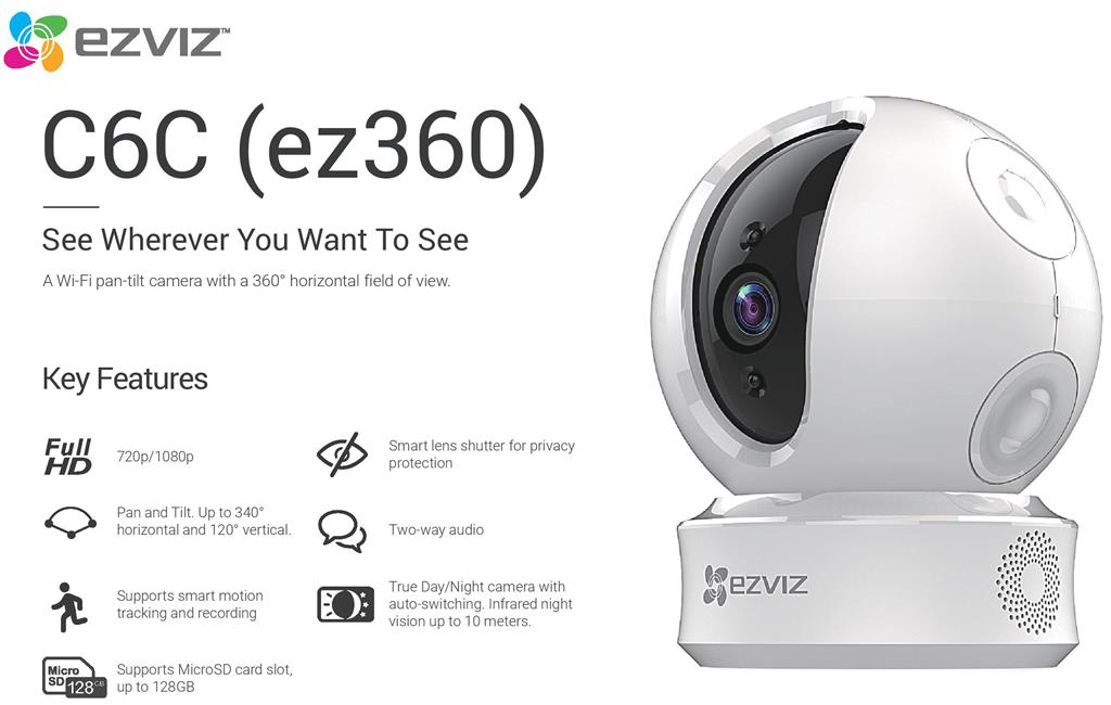 Ezviz C6CN Wireless PTZ Camera 720p | CS-CV246(B0-1C1WFR)