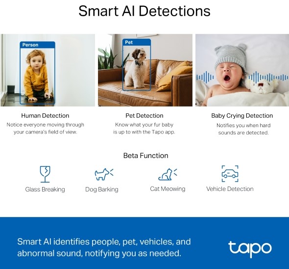 TP-LINK 2K Pan Tilt AI Wi-Fi Camera | TAPO-C220
