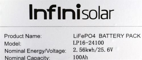 Solarix Infini solar 25.6V 100Ah Lifepo4 Single Battery | SOLLP1624100