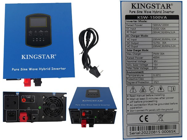 Solarix Kingstar 1500VA 12V Hybrid Pure Sine Wave Inverter | KSW1500VA1200W