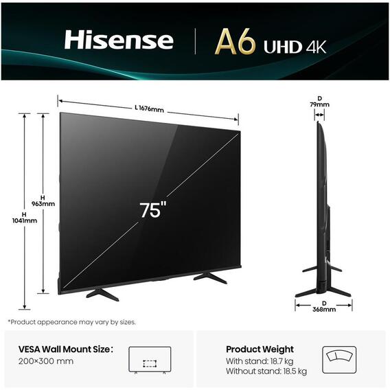 Hisense 75-Inch A6Q Ultra HD Smart TV