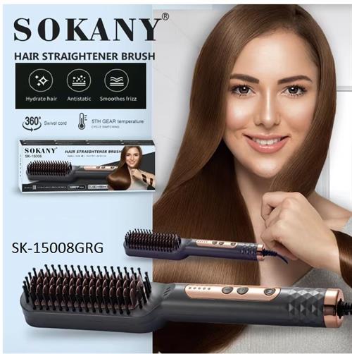Sokany Hair Straightener Brush Grey and Rose Gold | SK-15008GRG