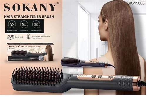 Sokany Hair Straightener Brush Grey and Rose Gold | SK-15008GRG