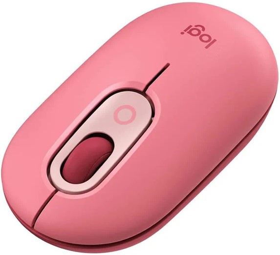 Logitech POP Silent Wireless Mouse Heartbreaker Rose, Bluetooth Multi-Device, Emoji Button, 24 Month Battery 910-006548