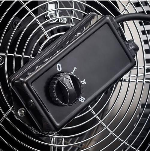 Russell Hobbs 25cm Silver Vintage Desktop Fan Chrome Coated Finish, 3 Speed, Tilt Adjustable, 80W Motor RHVDF02, 1 Year Warranty