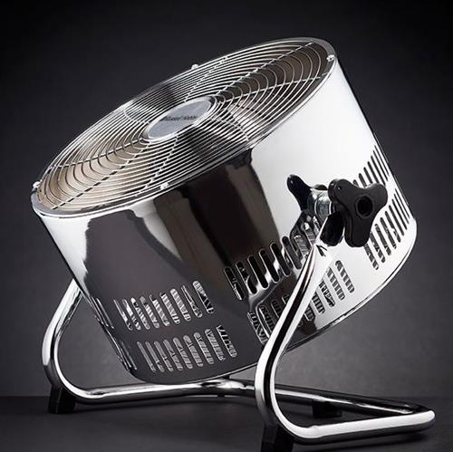 Russell Hobbs 25cm Silver Vintage Desktop Fan Chrome Coated Finish, 3 Speed, Tilt Adjustable, 80W Motor RHVDF02, 1 Year Warranty