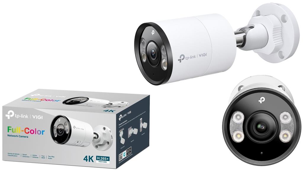 TP-Link VIGI C385 8MP Outdoor Full Color Bullet Network Camera 4mm Lens, 4K UHD, AI Detection, PoE/DC Power VIGI-C385(4MM), 1 Year Warranty