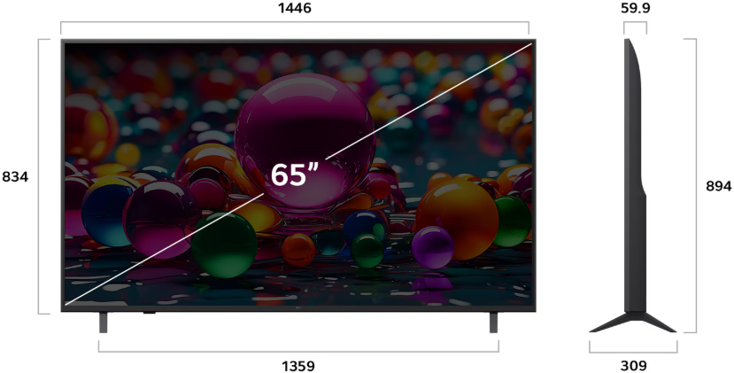 LG 65" UHD AI Smart TV 65UA85006LA, 4K HDR10 Pro, α7 Gen8 Processor, AI Magic Remote, webOS25, 2 Year Warranty