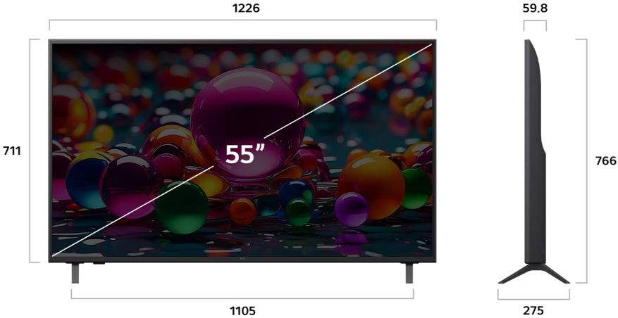 LG 55" UHD AI Smart TV 55UA80006LC, 4K HDR10 Pro, α7 Gen8 Processor, AI Magic Remote, webOS25, 2 Year Warranty