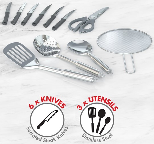 Bennett Read 19 Piece Supreme Strainer Cookware Set Stainless Steel, Tempered Glass Lids, Induction Compatible Product Code: KSC319