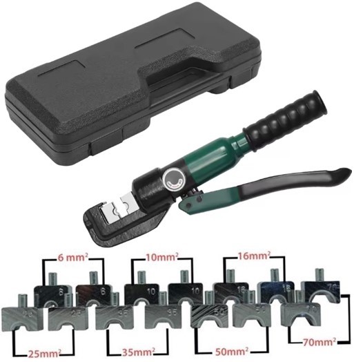Solarix Hydraulic Crimper Tool Plier 6 Ton Force, 16 Moulds, Ergonomic Handle, Carry Case Product Code: SOLTYQK70GRN