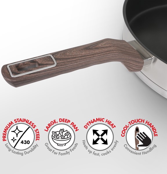 Bennett Read 28cm Titan Chef Pan Extra Deep Stainless Steel, Cool Touch Handle, Dishwasher Safe Product Code: KBS383