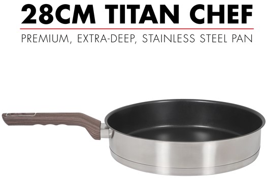 Bennett Read 28cm Titan Chef Pan Extra Deep Stainless Steel, Cool Touch Handle, Dishwasher Safe Product Code: KBS383