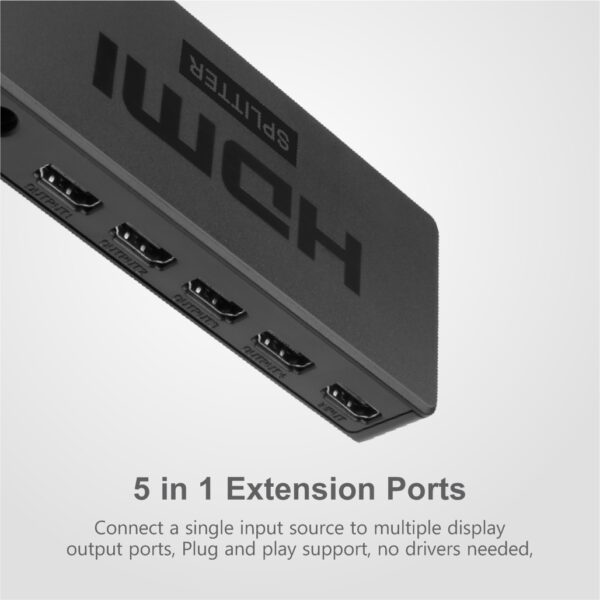 Astrum SP050 1×5 HDMI Splitter 4K Ultra HD, HDMI 1.4, 3D Video Support SKU: A85505-B