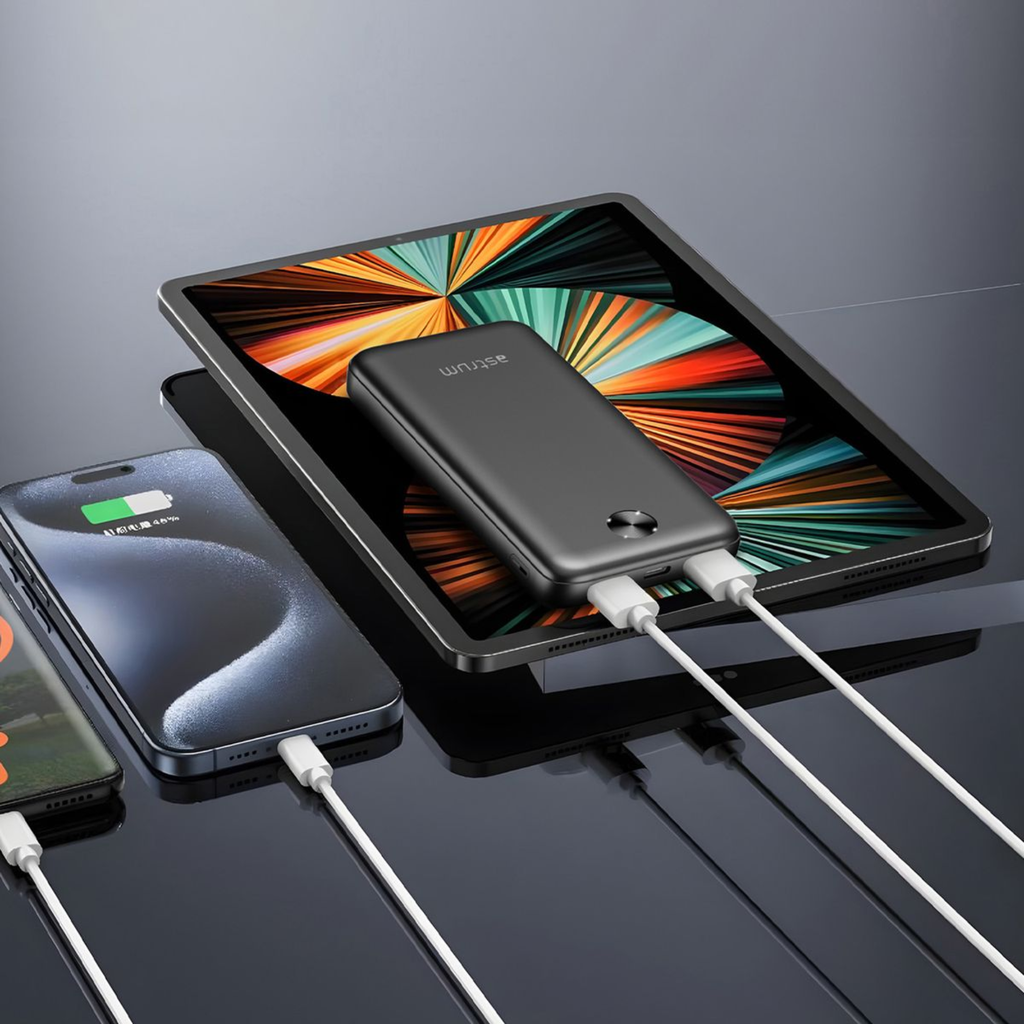 Astrum PB115 Slim Power Bank 10000mAh, Dual USB-A 2.1A Fast Charging, USB-C Input, LED Indicator SKU: A91611-B