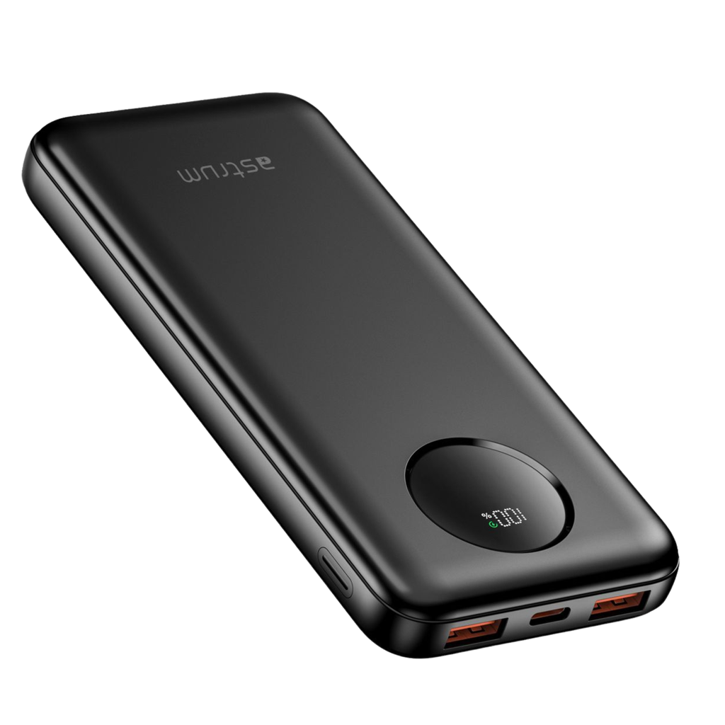 Astrum PB165 Slim Power Bank – 10000mAh, PD20W USB-C + QC3.0 Dual USB-A, LCD Indicator, Smart IC – SKU: A91616-B