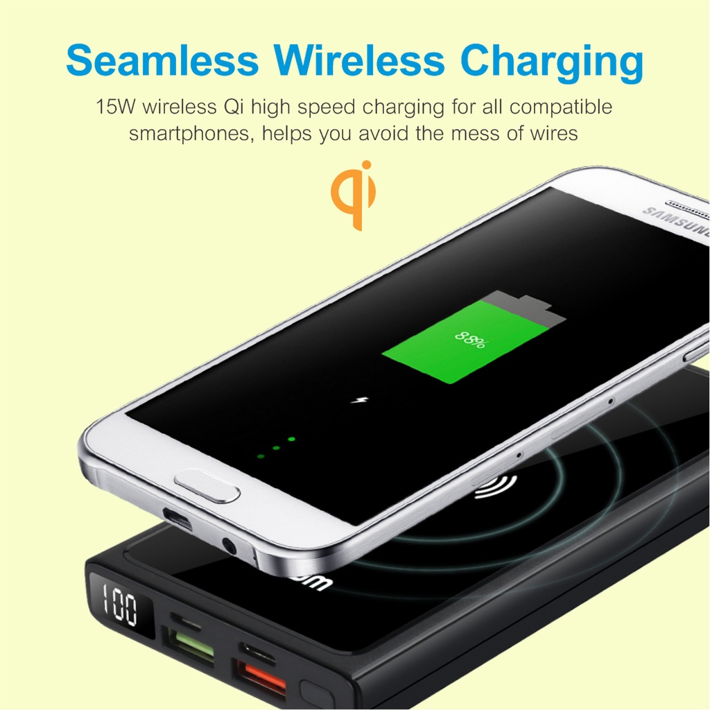 Astrum PB640 Wireless Power Bank 10000mAh, 15W Qi Wireless + 22.5W PD USB-C + USB-A, Smart IC SKU: A91564-B