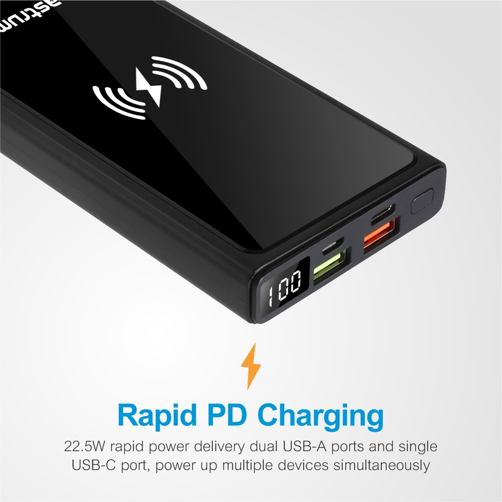 Astrum PB640 Wireless Power Bank 10000mAh, 15W Qi Wireless + 22.5W PD USB-C + USB-A, Smart IC SKU: A91564-B