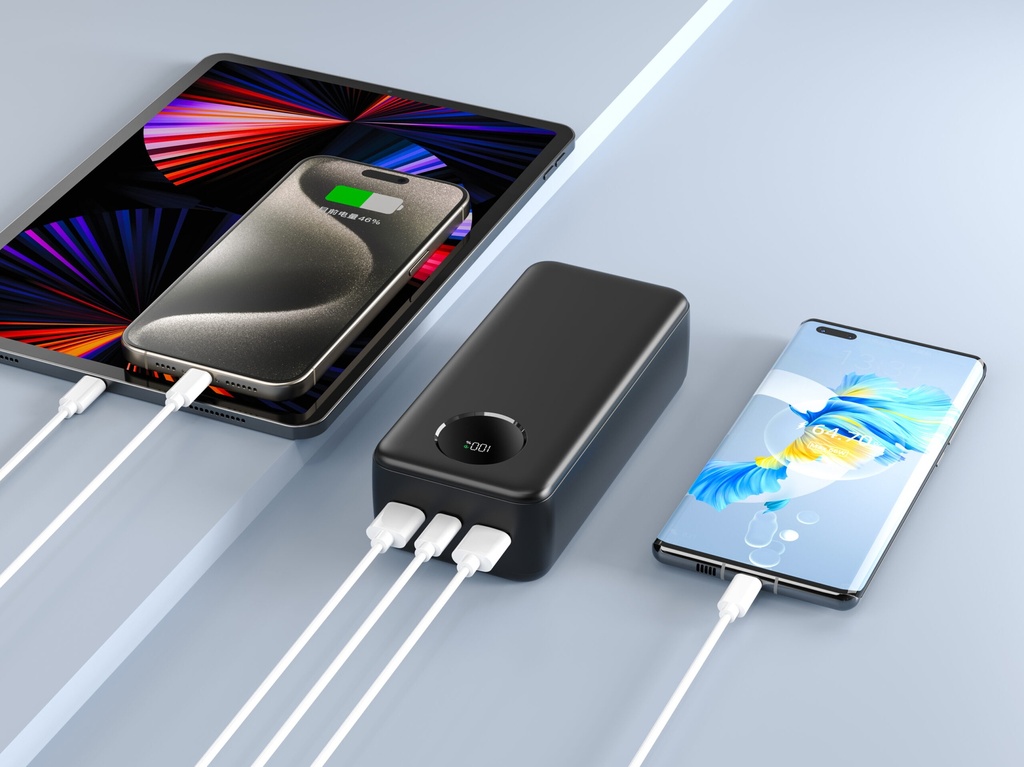 Astrum PB365 Power Bank 30000mAh, PD20W USB-C + QC3.0 22.5W Dual USB-A, LCD Display, Smart IC Black SKU: A91636-B