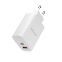 Astrum Pro Dual PD65 Wall Charger 65W USB-C PD + 30W USB-A Fast Charging, Compact Travel Design White SKU: A92661EW