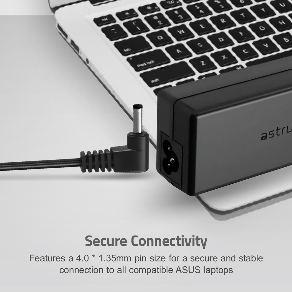 Astrum CL220 65W Laptop Charger for ASUS 19V 3.42A AC Adapter with 4.0 × 1.35mm Pin, Smart IC & Safety Protection Black SKU: A90522-B