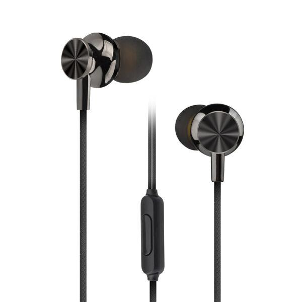 Astrum EB160 Wired Stereo Earphones 10mm Dynamic Driver, In-Line Mic, Electro Painted Finish, Tangle Free Cable Black SKU: A11016-B